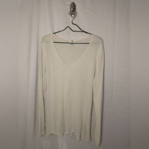 Women's Old Navy Cream V Neck Long Sleeve Sweater 2X